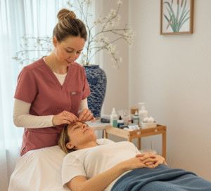 Calm acupuncture treatment room in Winchester